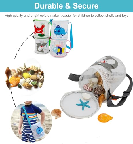 Shark Mesh Beach Bag with Zipper - Sand-Free Toy Organizer for Kids