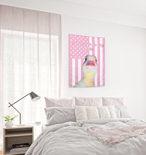Welcome to My Crib Duck Flag - Pink American Flag Tapestry 2x3 Ft