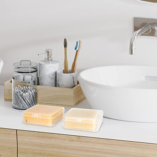 Elimeta Travel Soap Container - Square Portable Bar Soap Holder (3 Pack, Clear)