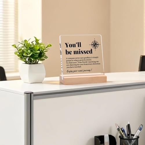 You Will Be Missed Compass Plaque - Farewell Gift for Coworkers & Boss