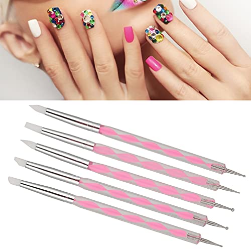 Dioche 5pcs Dual Ended Nail Art Dotting Pen Set with Acrylic Handles
