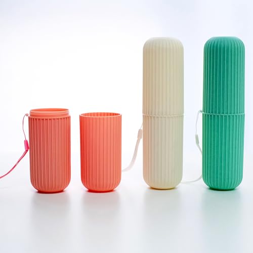 DJRDym Toothbrush Travel Case Set - Portable Holder Cup 3 Pack