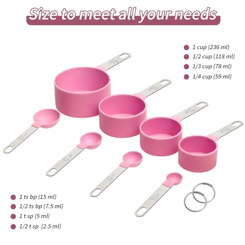 Stainless Steel Measuring Cups and Spoons Set - 8 Sizes, Nesting Design