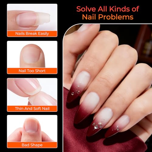 Ranrose Short Almond Nail Tips 240 Pcs Half Matte Half Cover False Nails