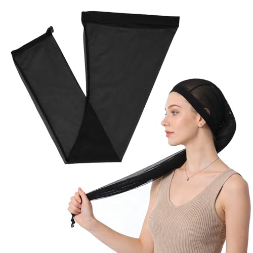 Extra Long Loc Sleeve for Dreadlocks - 28-32" Adjustable Hair Weave Cap Black