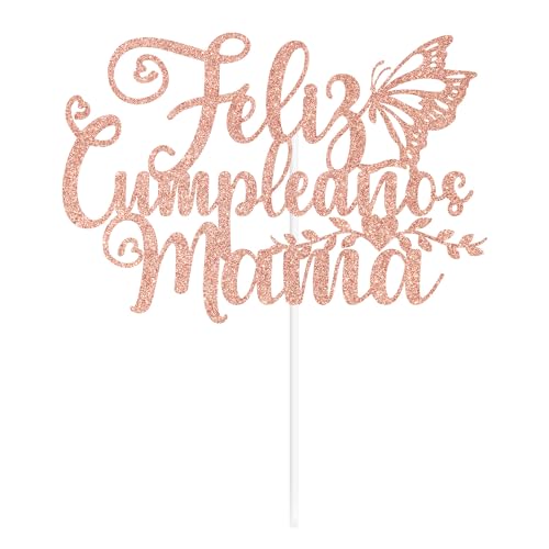 Feliz Cumpleaños Mamá Cake Topper - Spanish Happy Birthday Mom Decoration
