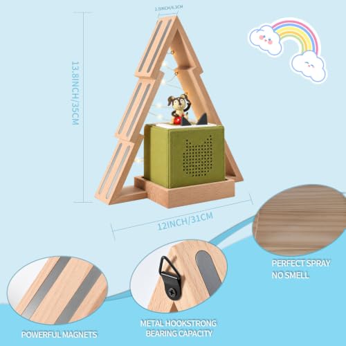 Christmas Tree Tonie Shelf - Wooden Storage for 36-48 Figures with LED Light - Wall-Mountable or Desktop Display