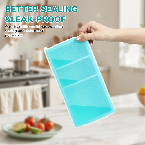 Doasuwish Silicone Freezer Trays with Lids - 2-Pack Blue Meal Prep Molds
