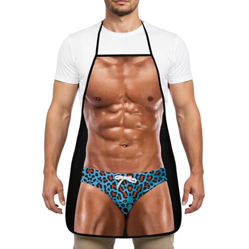 Blueleopard Funny Muscle Man Apron for Men - Cooking, Grilling & Baking Gift