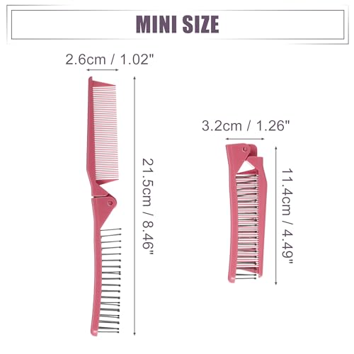 VOCOSTE Folding Hair Comb, Portable Travel Pocket Hair Brush, Dark Pink