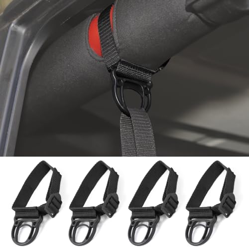 Jeep Wrangler Roll Bar Coat Hook Kit - 4-Pack for 1997-2026 Models