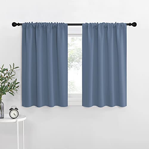 NICETOWN Stone Blue Blackout Curtains for RV Camper Windows, 42"W x 36"L (Pack of 2)