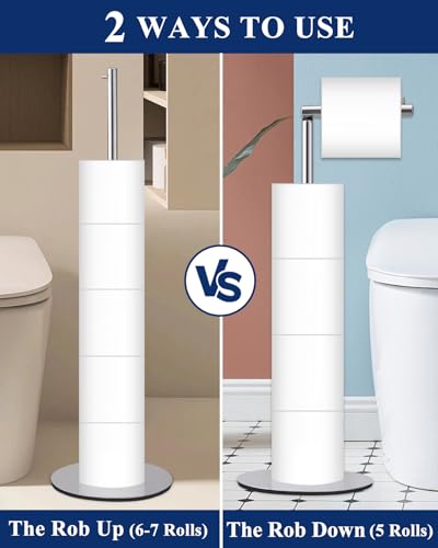 Chrome Free Standing Toilet Paper Holder Stand for 5 Rolls