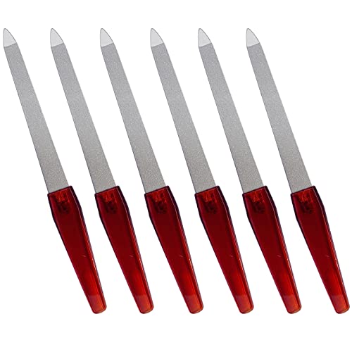 AhaTopia Stainless Steel Metal Nail Files 6-Pack with Pointed Tip
