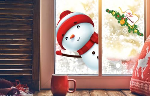 130PCS Christmas Window Stickers Snowflakes Santa Reindeer Holiday Decor