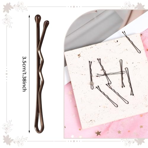 AOZUO Mini Bobby Pins - 50PCS 1.37 Inch Small Curved Wavy Metal Hairpins Brown