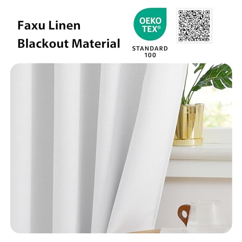 Faux Linen Curtain Valances for Kitchen & Bathroom, 52x24 in