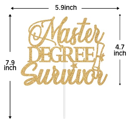 Master Degree Survivor Cake Topper Gold Glitter Class of 2026