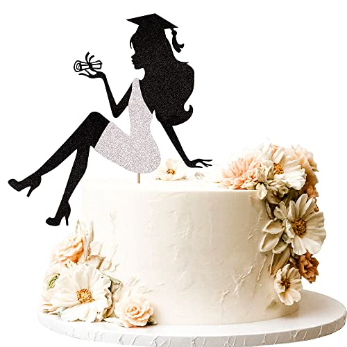 2026 Graduation Cake Topper with Glitter Grad Cap & Diploma
