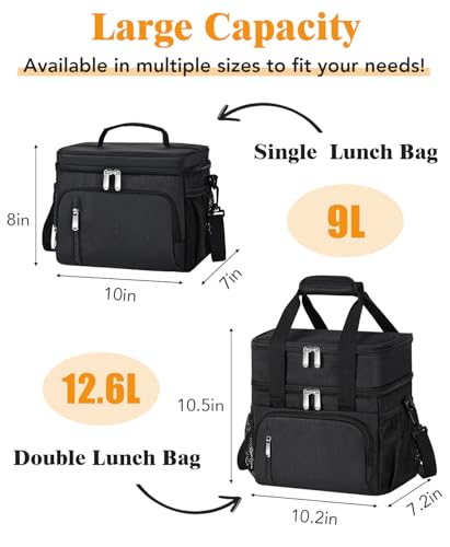 Insulated Lunch Bag for Men & Women - 9L Leakproof Soft Cooler Tote