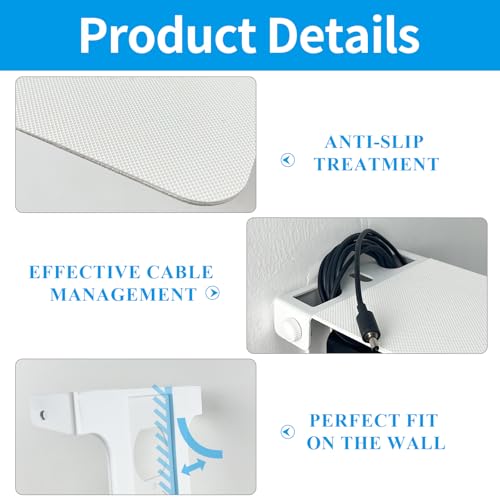 Roolaudk White Metal Outlet Shelf Wall Holder with Cable Management - Pack of 1
