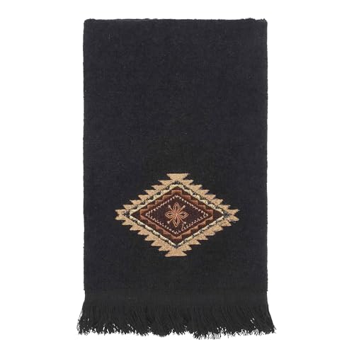 Avanti Linens Mojave Black Fingertip Towel - Southwest Embroidered Cotton, 18 x 11 inches