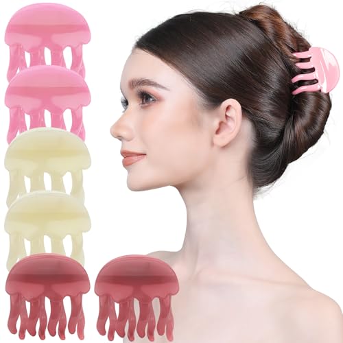 RC Roche Small Hair Claw Clips 6-Pack - No Slip Mini Jaw Clips for Thin Hair