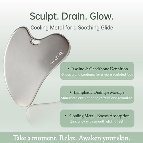 TICKTIME Metal Face & Neck Gua Sha Tool for Jawline Sculpting