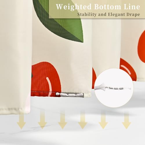 Beige Floral Cherry Shower Curtain 72" x 78" - Waterproof Polyester