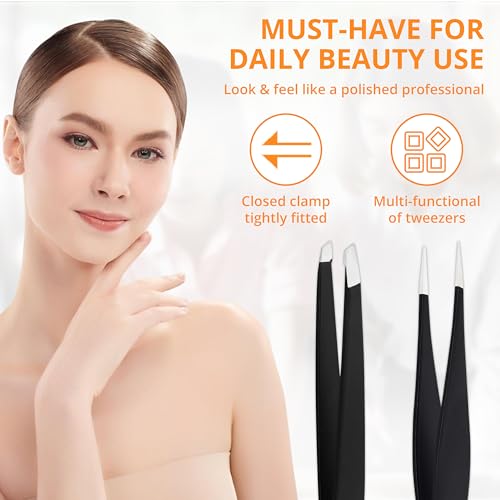 CHECO THE BARBER 2-Piece Stainless Steel Tweezer Set - Slant & Pointed