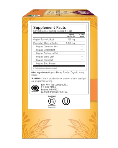 Yogi Honey Chai Turmeric Vitality Tea - 16 Count, Organic & Caffeine-Free