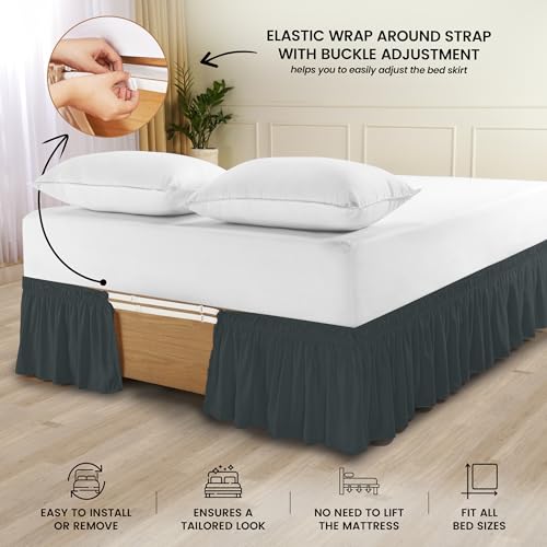 Utopia Bedding King Size Bed Skirt - Easy Wrap Around Microfiber, 16" Drop - Fade Resistant & Non-Slip Design