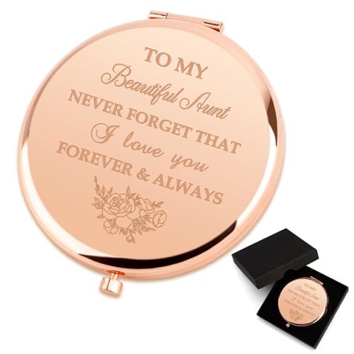 Aunt Compact Makeup Mirror Rose Gold Birthday Christmas Gift