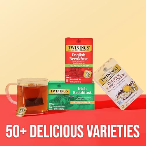 Twinings Decaffeinated English Breakfast Tea Bags, 20 Count (6 Pack)