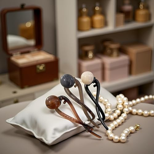 Vintage Pearl French Twist Banana Hair Clips 3-Piece Set