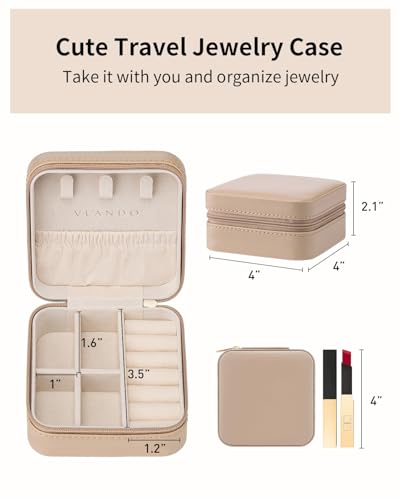 VLANDO Compact Travel Jewelry Case - Waterproof PU Leather Organizer
