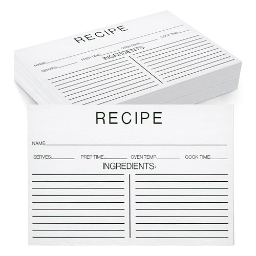 50 Count Blank Double-Sided Recipe Cards 4x6 Inches - Perfect for Bridal Showers