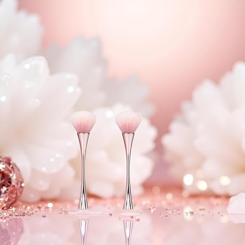 Awexzecor 2Pcs Rose Gold Nail Art Dust Brush Soft Cleaner for Acrylic Nails