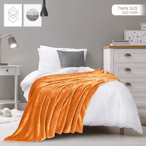Utopia Bedding Soft Flannel Fleece Blanket - Twin Size, Burnt Orange