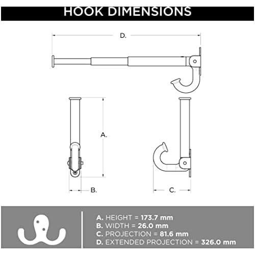 Franklin Brass Extend-a-Hook Oval (1-Pack) Single Wall Hooks 1-Prong Coat/Hat Satin Nickel Hooks for Hanging Wall Mount Hanger Clothes, Purse, Bag, Towel Organization Hooks B45618M-SN-R