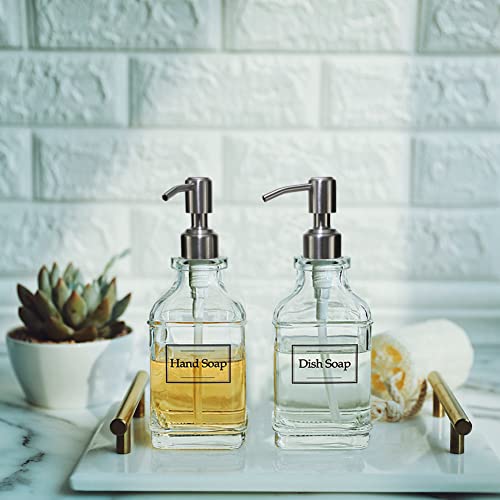 JASAI Antique Glass Soap Dispenser with Stainless Steel Pump