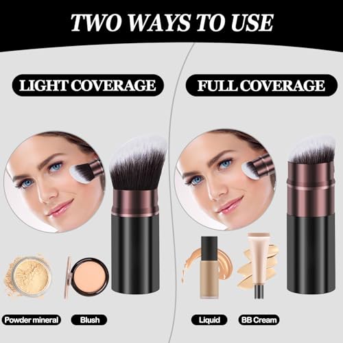 Keriloo Retractable Kabuki Makeup Brush for Foundation and Powder