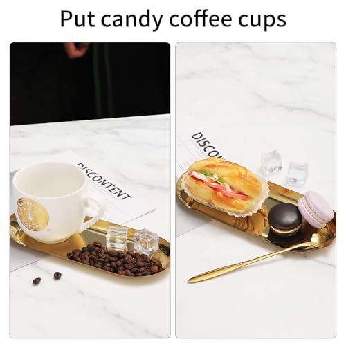 ANABIUP 2-Pack Oval Gold Decorative Trays for Vanity and Jewelry Storage