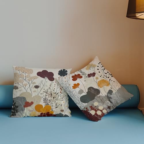 Exqcom Abstract Floral Boho Throw Pillow Covers 18x18 Set of 2