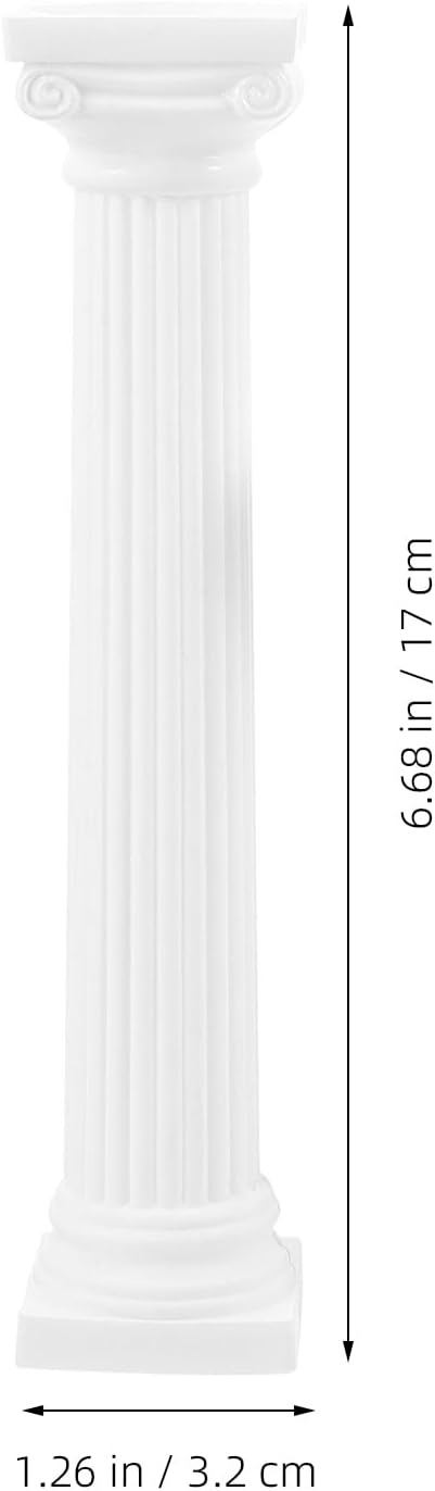 Totority Miniature White Plastic Roman Columns - 6Pcs 6.7 Inch Tall Architectural Decor for Home & Parties