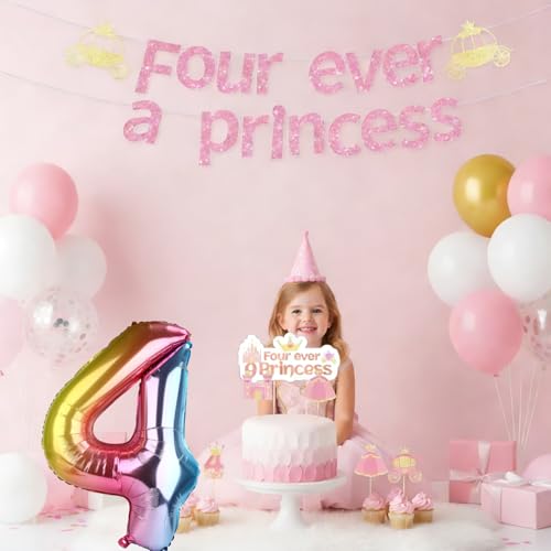 Princess Birthday Decorations Kit for 4-Year-Old Girls - 35 Pcs