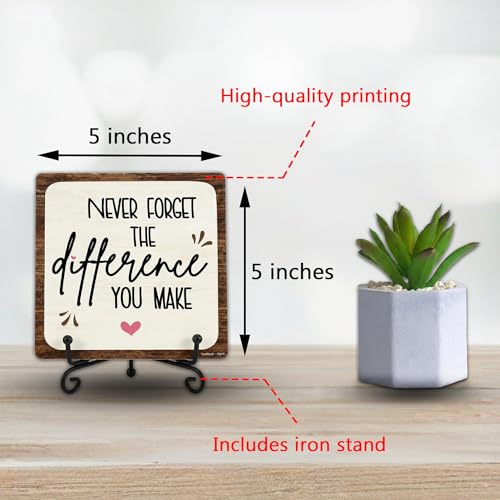 Inspirational Desk Sign with Quote for Office or Home - 5x5 Wooden Plaque
