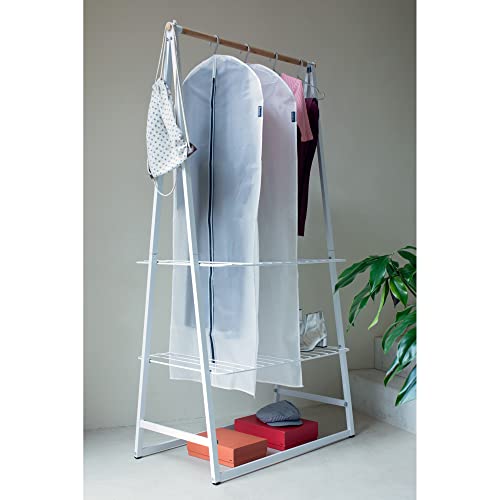 Brabantia 2 Pack X-Large Clear Hanging Clothes Protector Bags (White) Garment Covers for Closet Storage, Fits Long Coats Dresses, Dust & Moth Protection, Zip Close