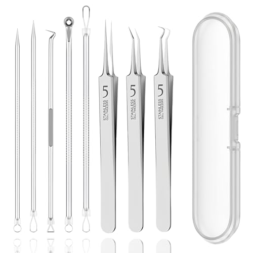 Blackhead Remover Tool Set - 8-Piece Stainless Steel Pimple Extractor Kit