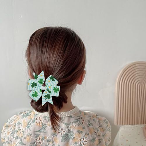 St. Patrick's Day Glitter Shamrock Hair Bow Clips 4-Pack